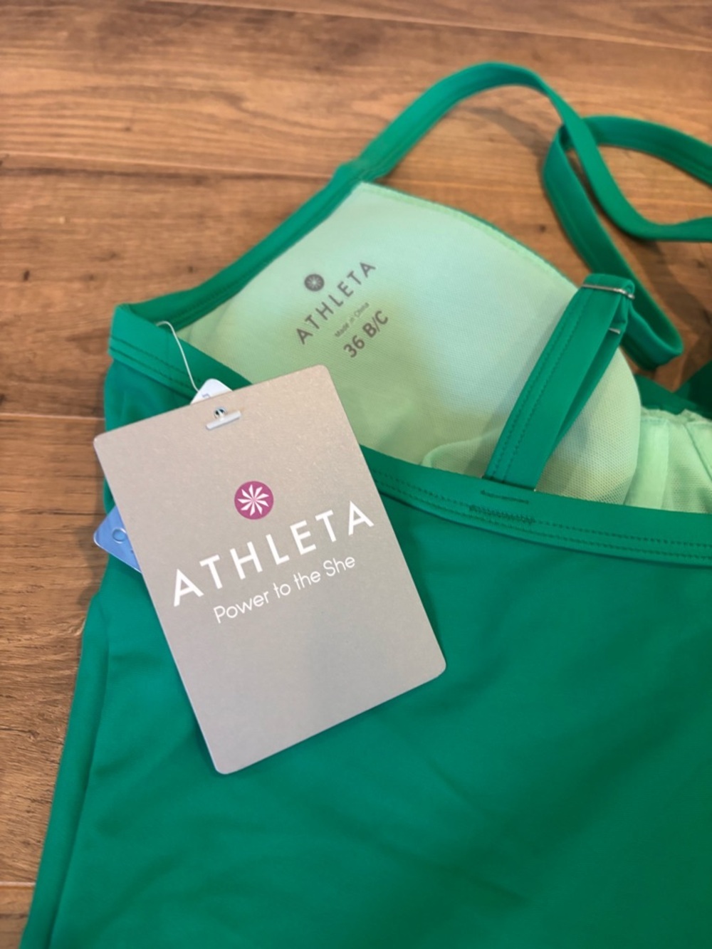 Athleta Twister Tankini Top Green – Underwire Support (NWT) size 36B/C - Picture 5 of 5